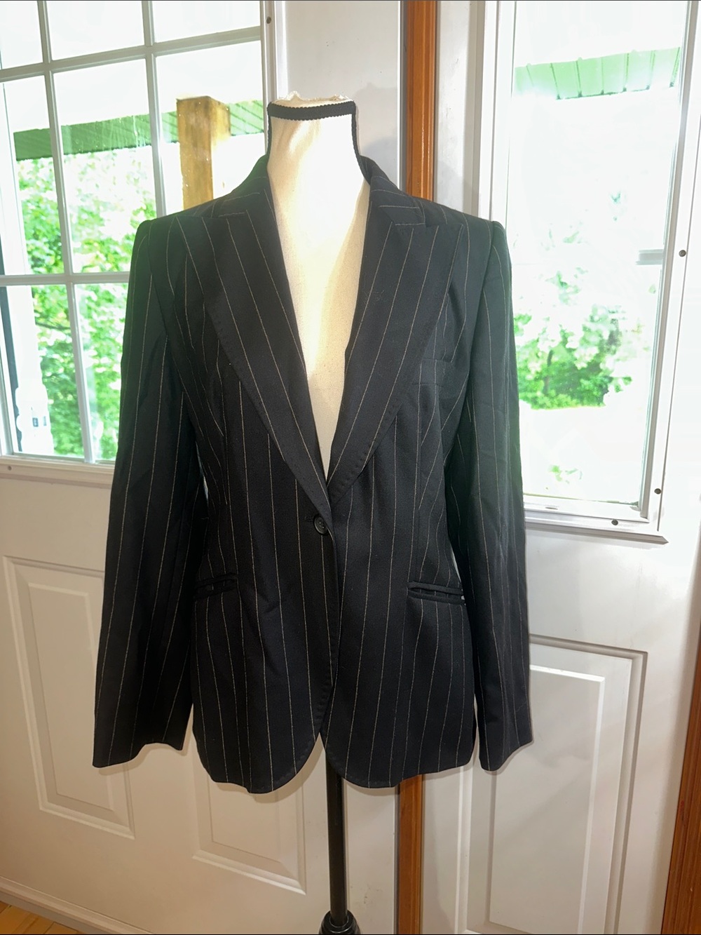 MaxMara Black Pinstripe Single-Button Blazer